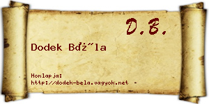 Dodek Béla névjegykártya
